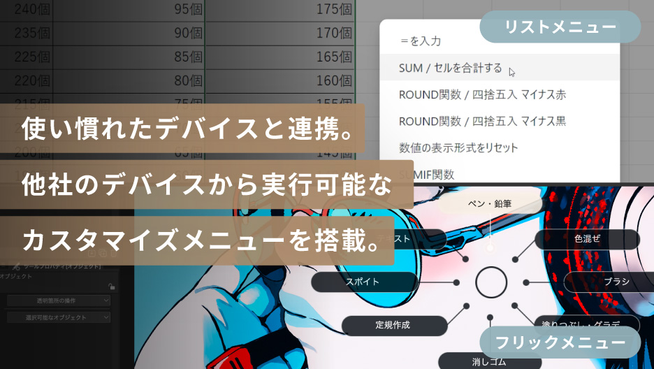 使い慣れたデバイスと連携。他社のデバイスから実行可能なカスタマイズメニューを搭載。